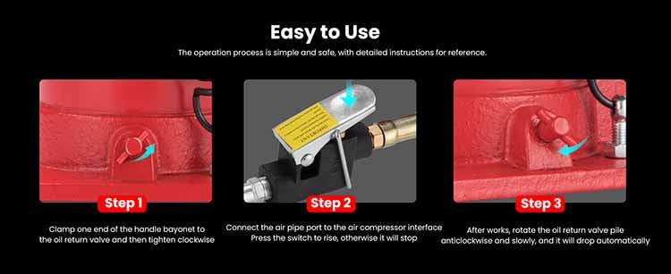 20 Ton Air Hydraulic Bottle Jack - Pneumatic & Manual Truck Lift