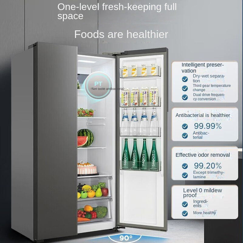 Midea Double-Door Refrigerator 554 Air Cooling Frostless Level 1 Dual Frequency Conversion Power Saving Large Capacity