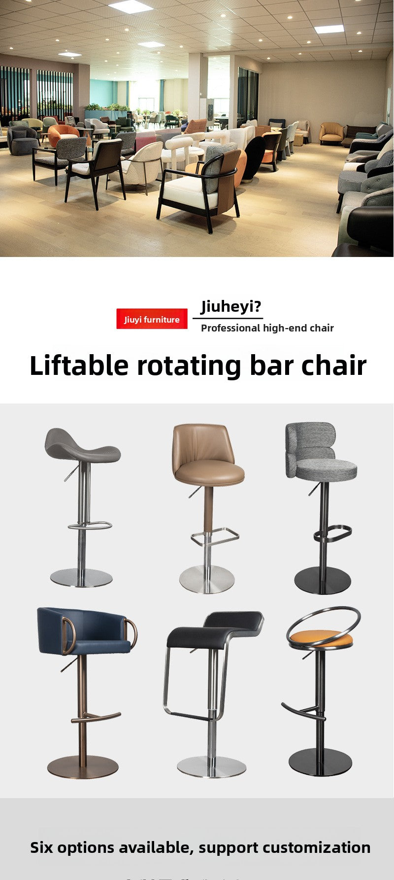 Bar Stool with Adjustable Height and Swivel Function, Backrest Bar Stool for Front Desk, Luxury Home Use Chair, Iron Art Stainless Steel High Stool