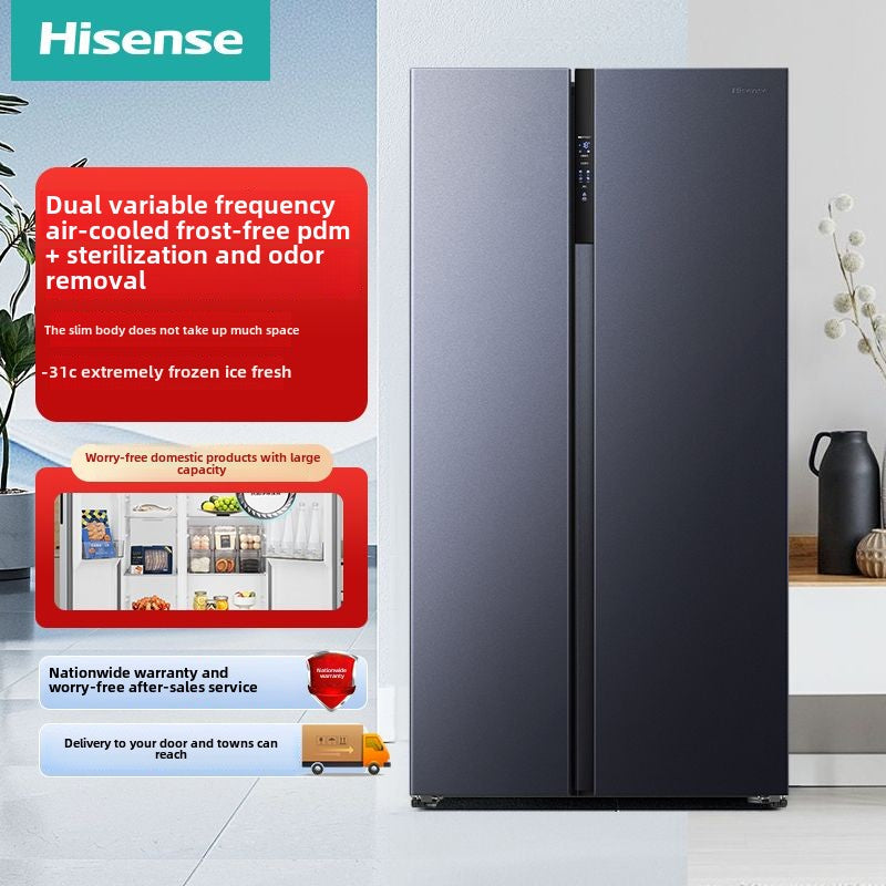 Холодильник Hisense 550 л с двумя дверцами, большой вместимостью, системой No Frost, инверторным управлением, энергосбережением и антибактериальным покрытием. 