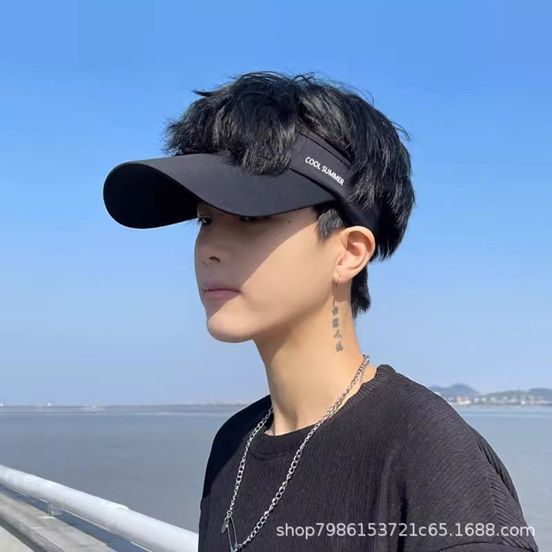 Sun Hat Men's New Summer Sun-Proof Face-Looking Small Uv-Proof Sun Hat Running Sports Peaked Cap Topless Hat