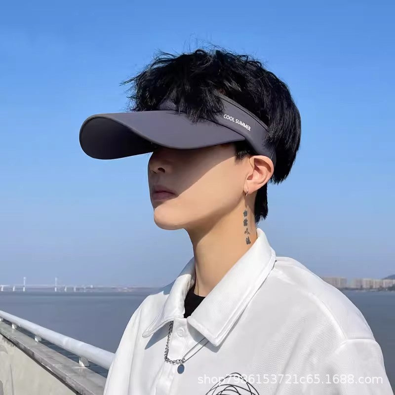 Sun Hat Men's New Summer Sun-Proof Face-Looking Small Uv-Proof Sun Hat Running Sports Peaked Cap Topless Hat