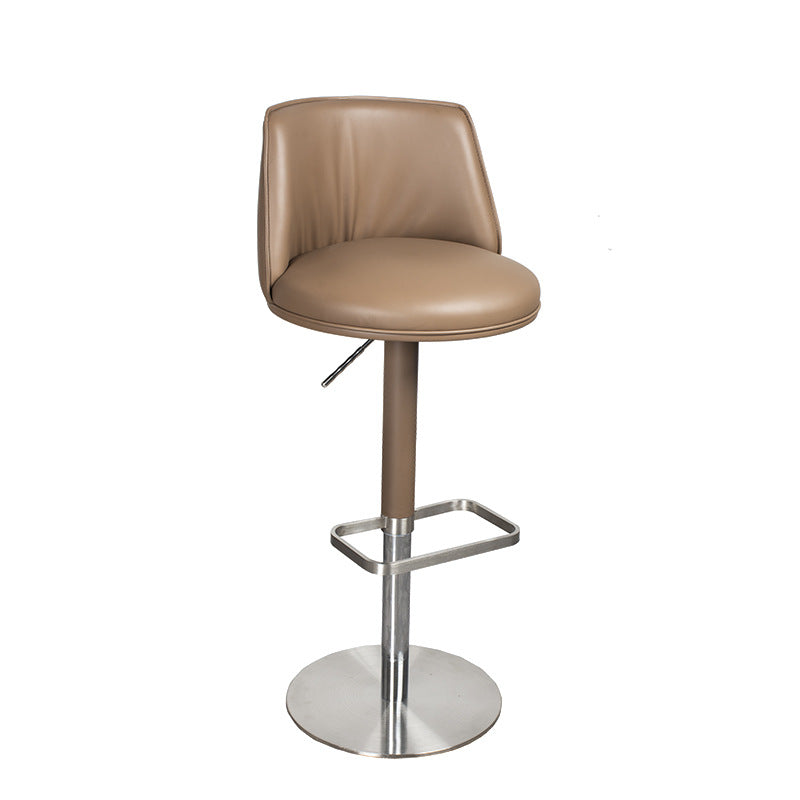 Bar Stool with Adjustable Height and Swivel Function, Backrest Bar Stool for Front Desk, Luxury Home Use Chair, Iron Art Stainless Steel High Stool