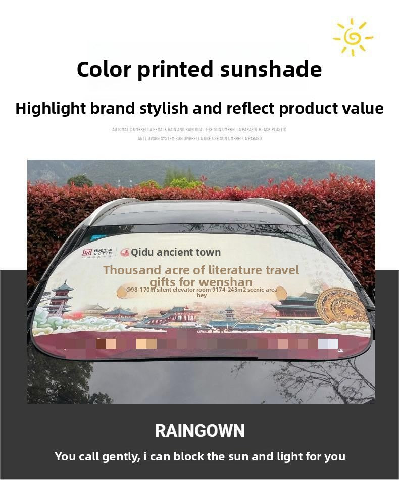 Car Sunshade Color Printed Model Sun Protection Heat Insulation Summer Sunshade Board for Car Front Windshield Printed Sunshade