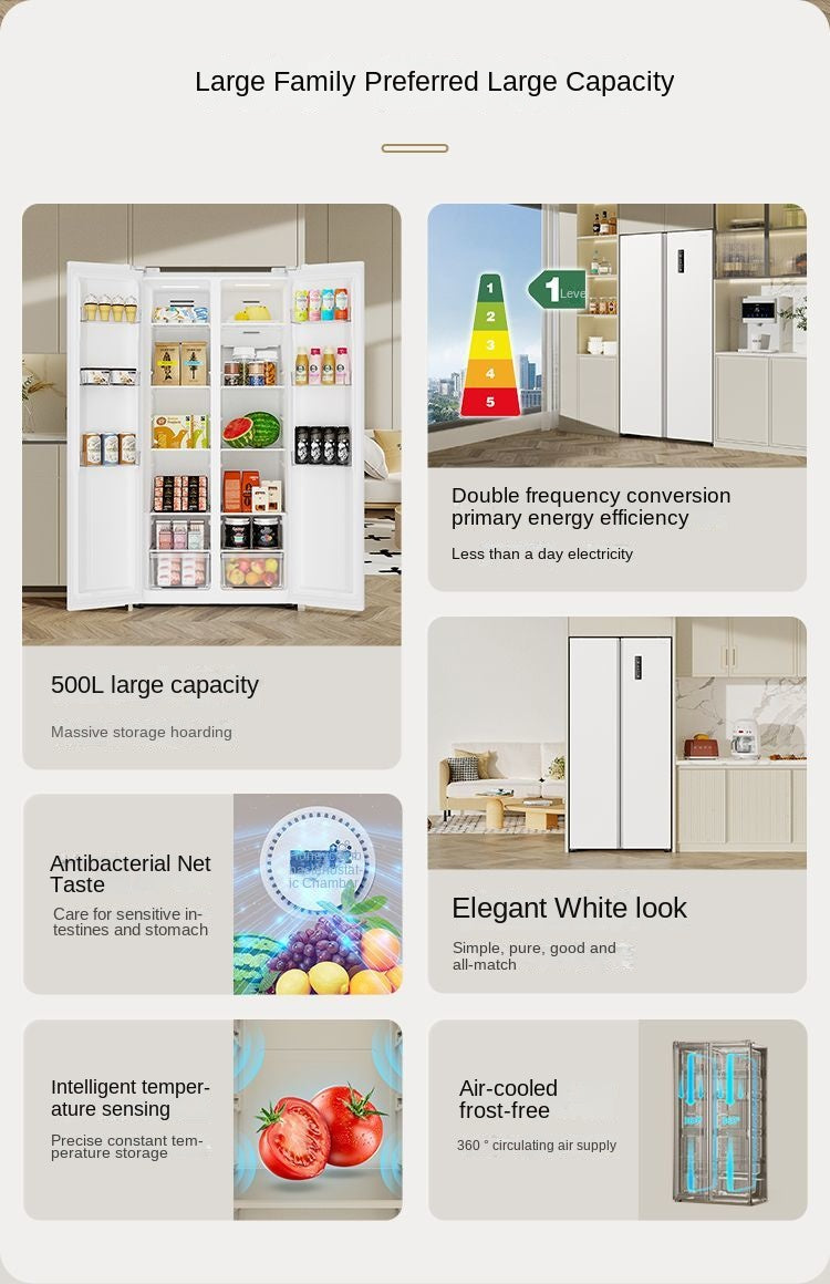 Skyworth 499L First-Class Energy Efficiency Large Capacity Household Refrigerator Double-Door Large Refrigerator Ultra-Thin Embedded Air Cooling Frostless