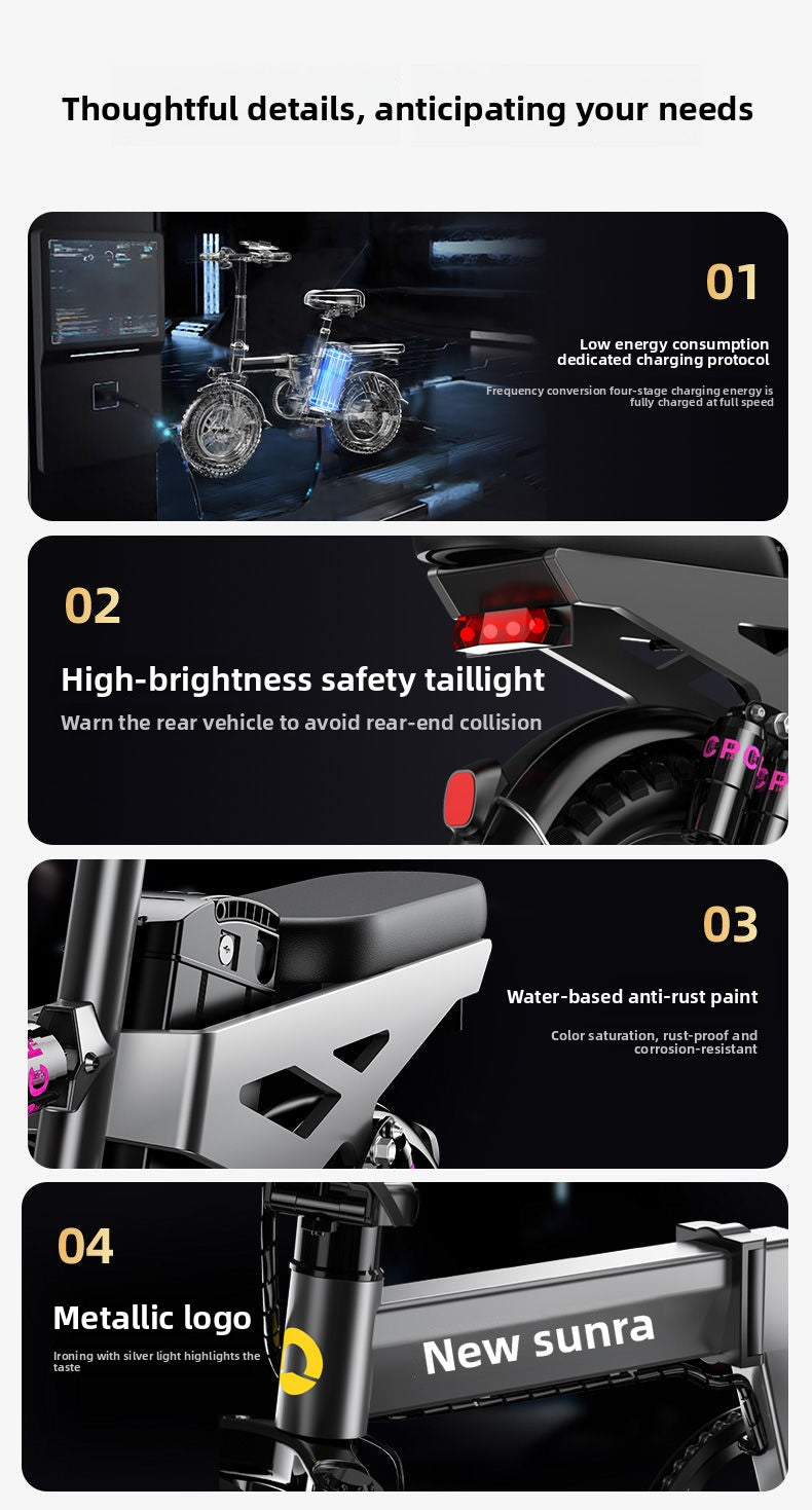 2025 New Model New National Standard Foldable Electric Bicycle Long Battery Life Can Be Placed in Trunk Adult Electric Bike