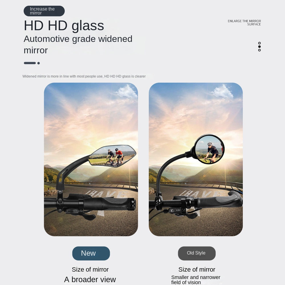 Bicycle Rearview Mirror Large Vision HD Flat Anti-Glare Reflector Mountain Bike Road Bike Road Bike Mirror