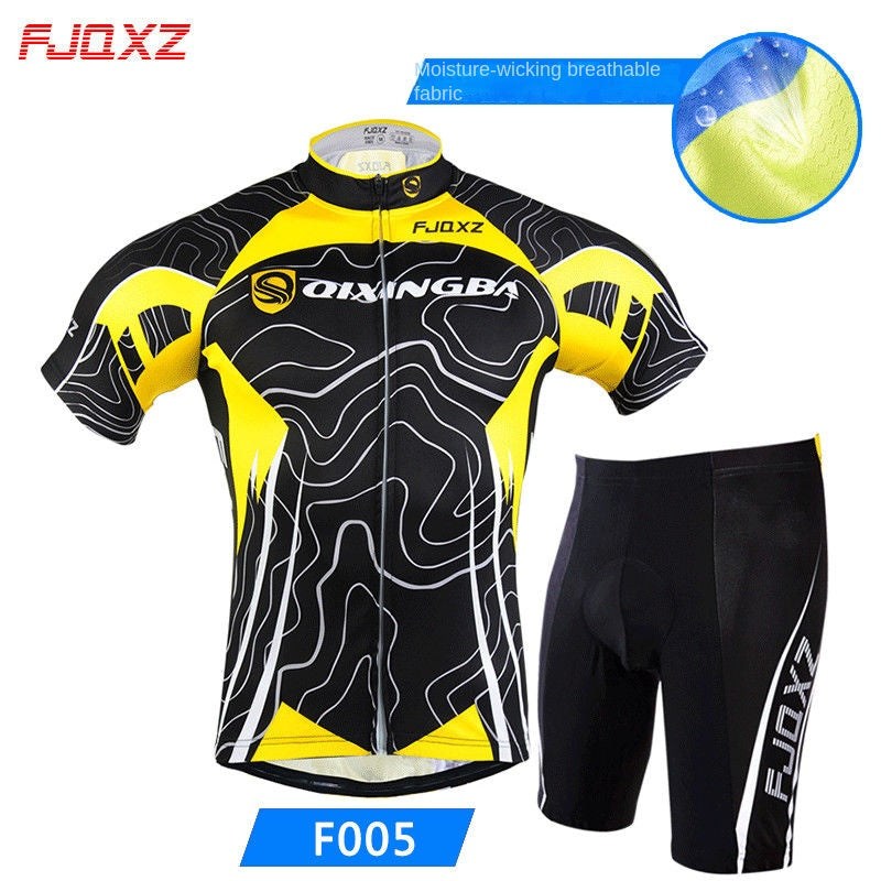 Fjqxz Summer Breathable Bicycle Short-Sleeve Cycling Clothes Suit Mountain Bike Clothing Road Bike Thin Men's Equipment