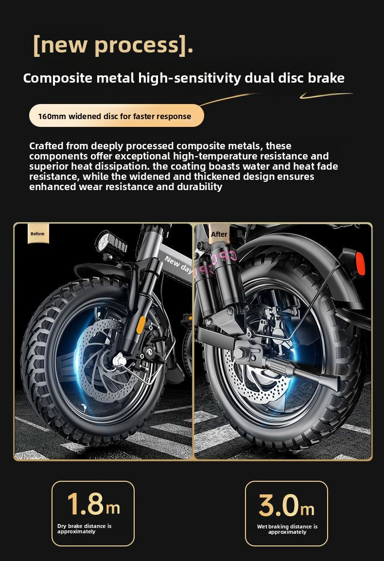2025 New Model New National Standard Foldable Electric Bicycle Long Battery Life Can Be Placed in Trunk Adult Electric Bike