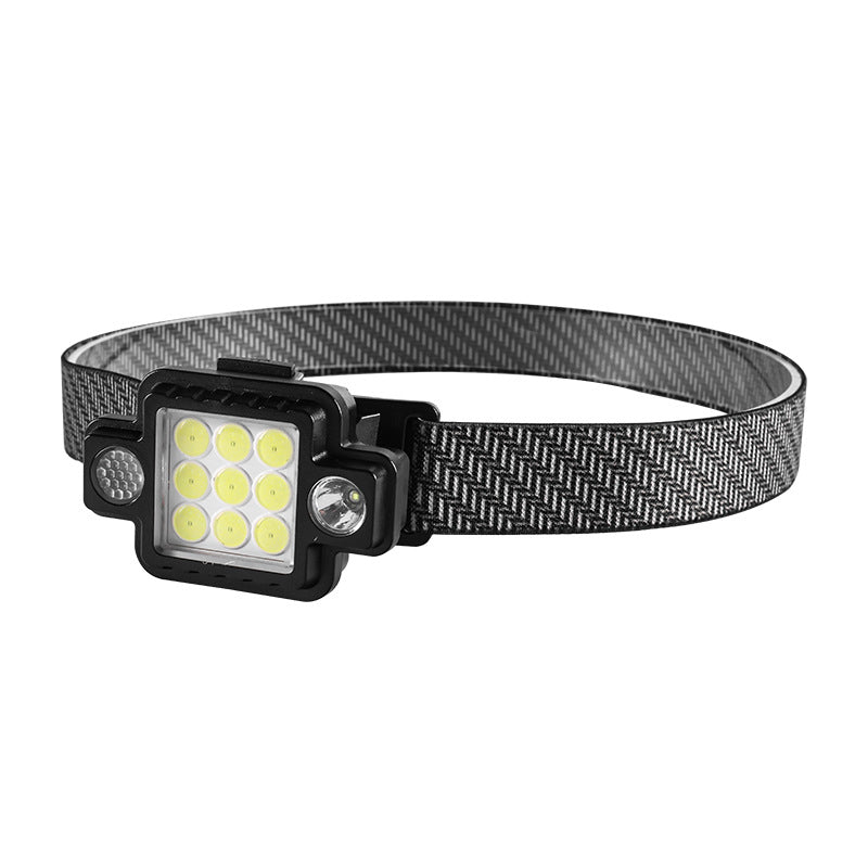 Work Light Cob Magnetic Suction Headlight USB Charging Fishing Night Running Riding Red Blue Light Warning Multifunctional Outdoor Light