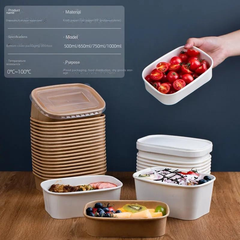 Disposable lunch box paper box 500ml 650ml 750ml 880ml 1000ml 300pcs in a box