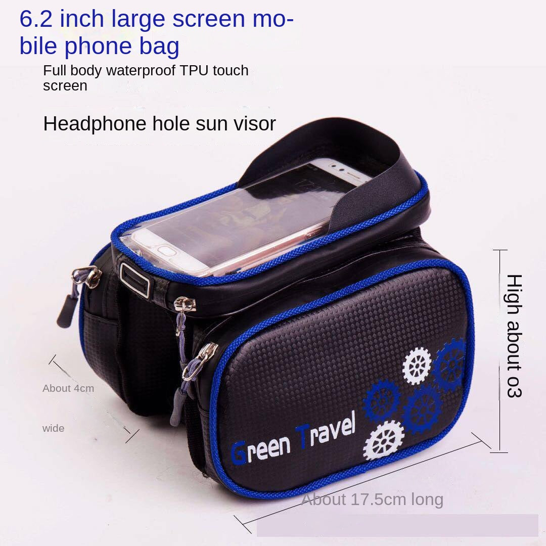 Bicycle Bag Touch Screen Bag Upper Tube Bag Waterproof Saddle Bag Mountain Bike Front Beam Bag Cycling Fixture and Fitting Storage Bag