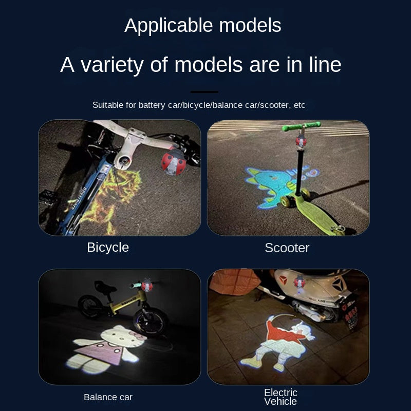 Bicycle Light Balance Bike (for Kids) USB Charging Waterproof Decorative Light Cartoon Projection Lamp Mountain Bike Taillight