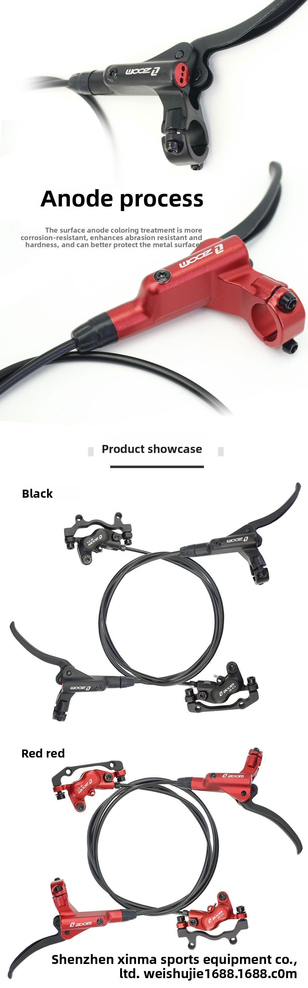 ZOOMHB876 Four-Piston Oil Brake Mountain Bike Front and Rear Oil Disc Brake Pads Disc Bilateral Brake Hydraulic Brake
