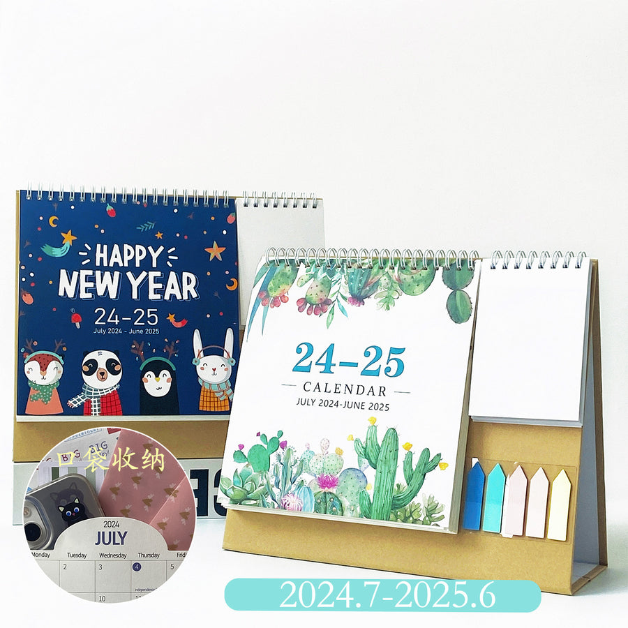 Настольный календарь Morandi Color English Simple Desktop Calendar 2025, креативный настольный календарь с карманным отделением для хранения, календарь для межстрановых поездок. 