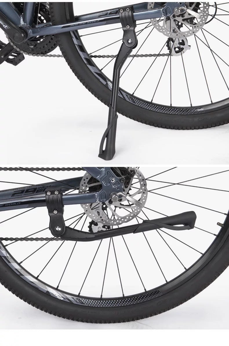 Ebike 2-Hole Kickstand Thickened Adjustable, MTB Aluminum Side Stand Double Hole