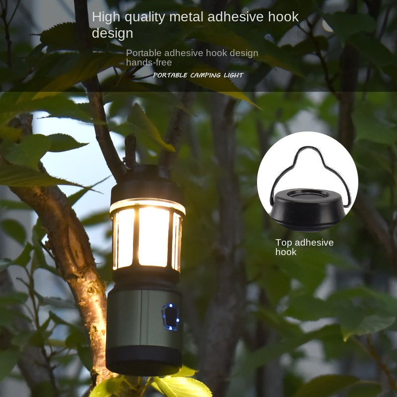 Camping Lantern Waterproof Highlight Camping Lamp Type-C Tent Ambience Light Long Endurance Hanging Light Retro Outdoor Light