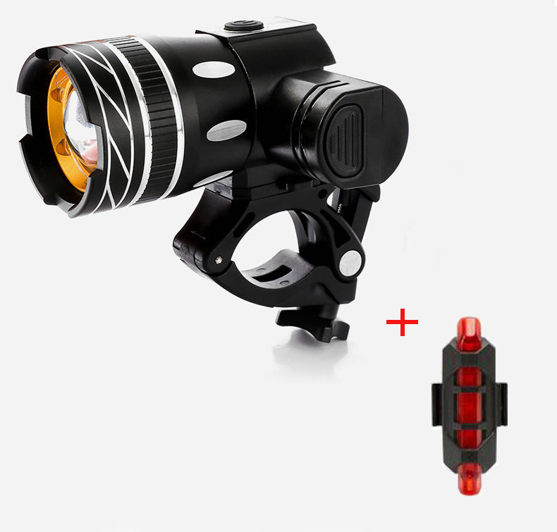 T6 Headlight Bicycle Light USB Rechargeable Headlight Night Warning Light Strong Light Flashlight Mountain Bike Cycling Fitting