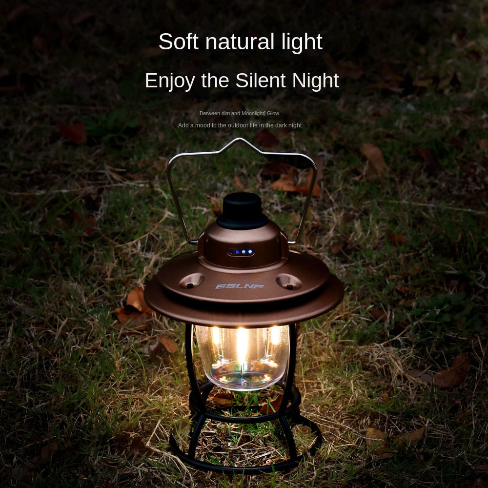 Camping Lantern Charging Retro Barn Lantern Outdoor Multifunctional Camping Lamp Tent Light Portable Lamp Electrodeless Dimming Ambience Light