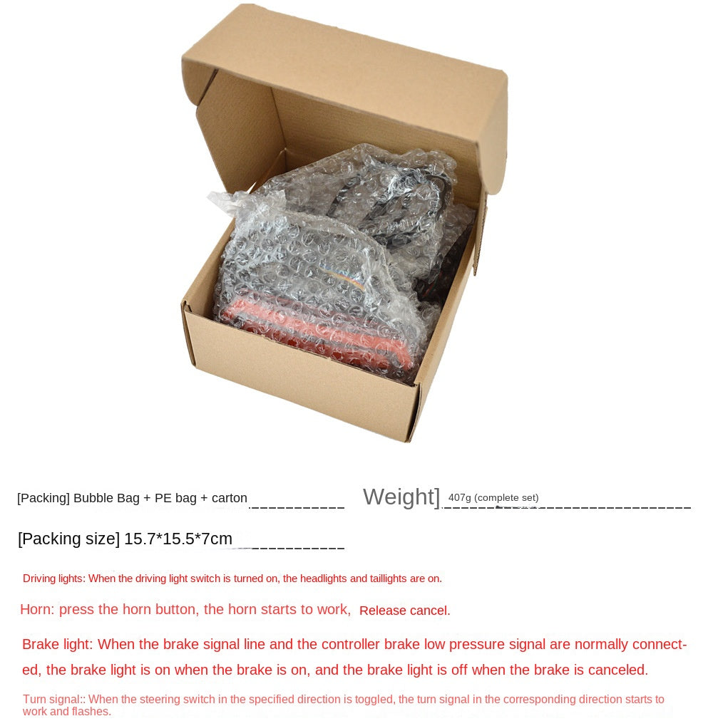 Electric Bicycle High Brightness Front Light Tail Light Brake Turn Signal Combination Five-Star Switch Button Scooter Modification Parts