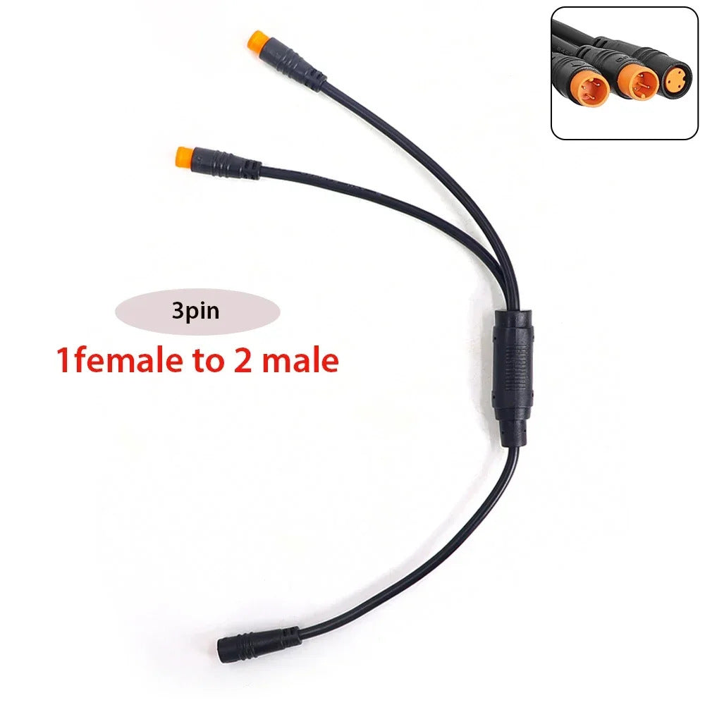 Ebike Signal Sensor Waterproof Main Cable Y-Splitter 1-to-2 Power Connector for BBS01 BBSHD Mid Drive Motor Kit