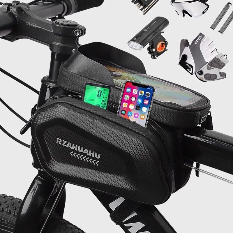 Bicycle Bag Front Beam Bag Mobile Phone Waterproof Mountain Bike Upper Tube Bag Road Bike Riding Pannier Bag Storage Fixture and Fitting
