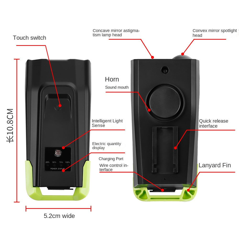 Bicycle Light Cycling Fixture USB Highlight Far and near Light Front Light Double T6 Mountain Bike Horn Light