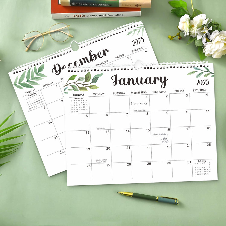 Amazon Cross-Border 2025 English Creative Simple Yo Coil Wall Calendar Ins Style Modern Desk Calendar Schedule Notes 
