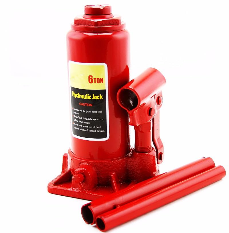 Big Red 6 Ton Welded Hydraulic Bottle Jack - 12000 lb Heavy Duty Lift