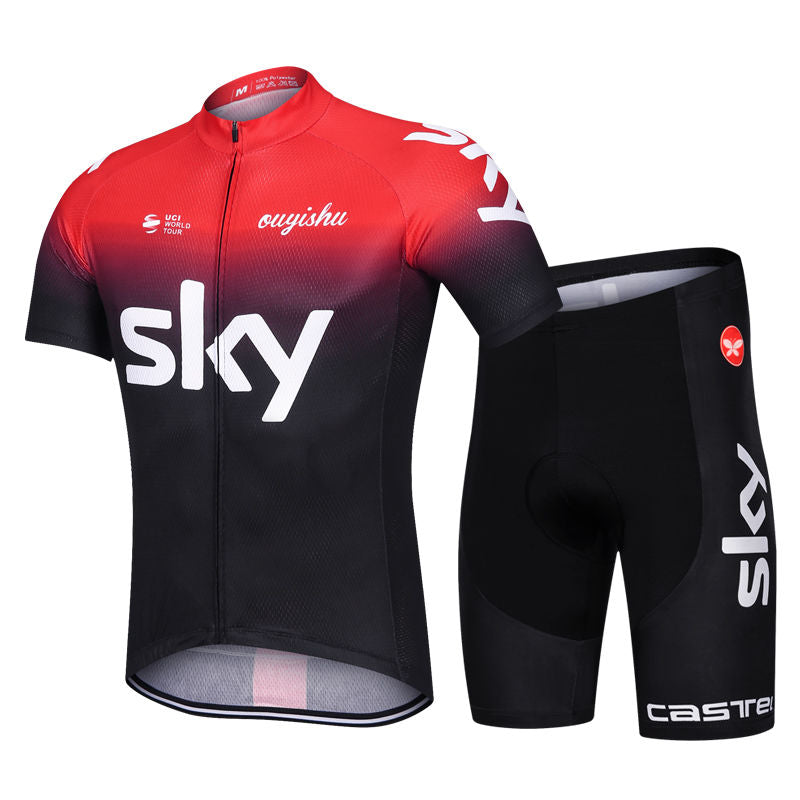 Huanfa Team Edition Short-Sleeved Cycling Outfit Top Shorts Spring and Summer Bicycle Clothing Men's Silica Gel Pad Breathable Quick-Drying