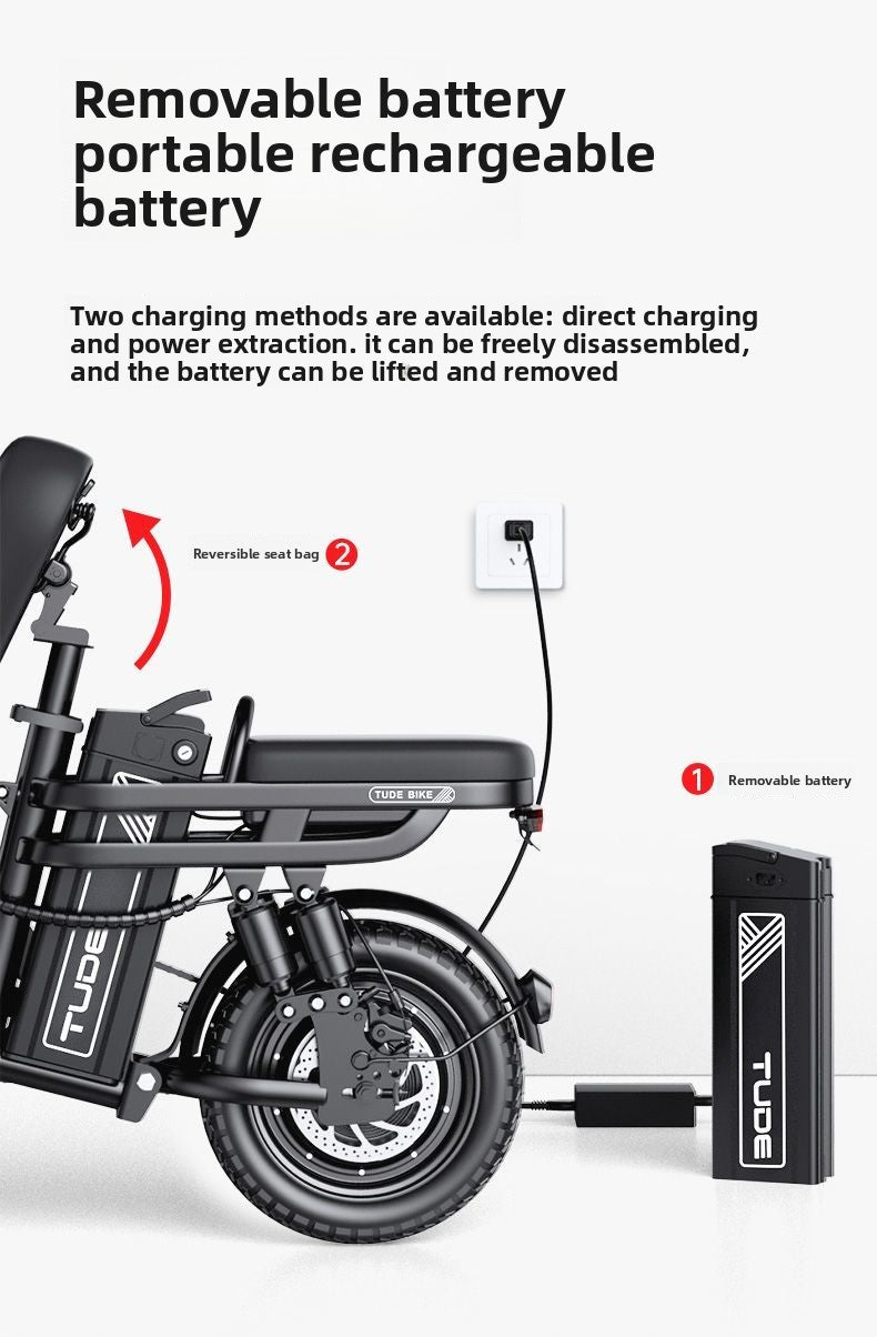 German TUDE Electric Bicycle Small Electric Bike Foldable Portable Commuter New National Standard Power-Assisted Battery Bike