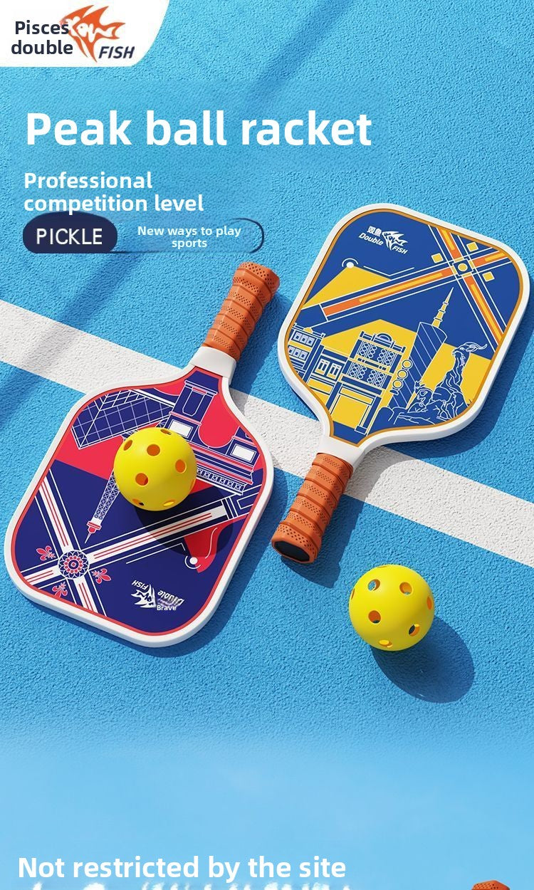 Pisces Pickleball Full Set Racket Carbon Fiber Indoor Outdoor Ultra-light Student Beginner Entry-level Competition Training Set