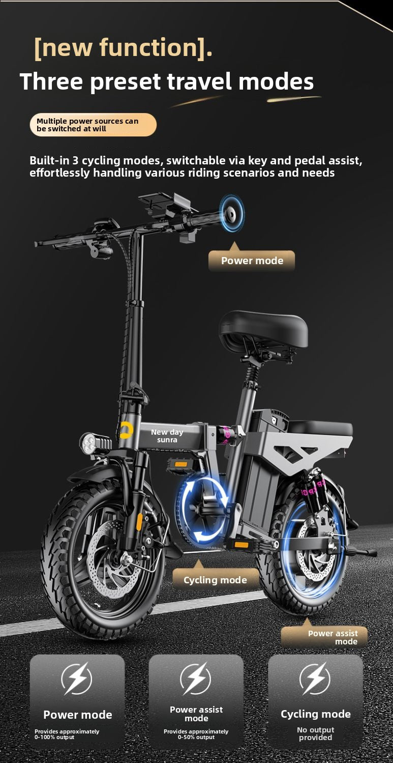 2025 New Model New National Standard Foldable Electric Bicycle Long Battery Life Can Be Placed in Trunk Adult Electric Bike