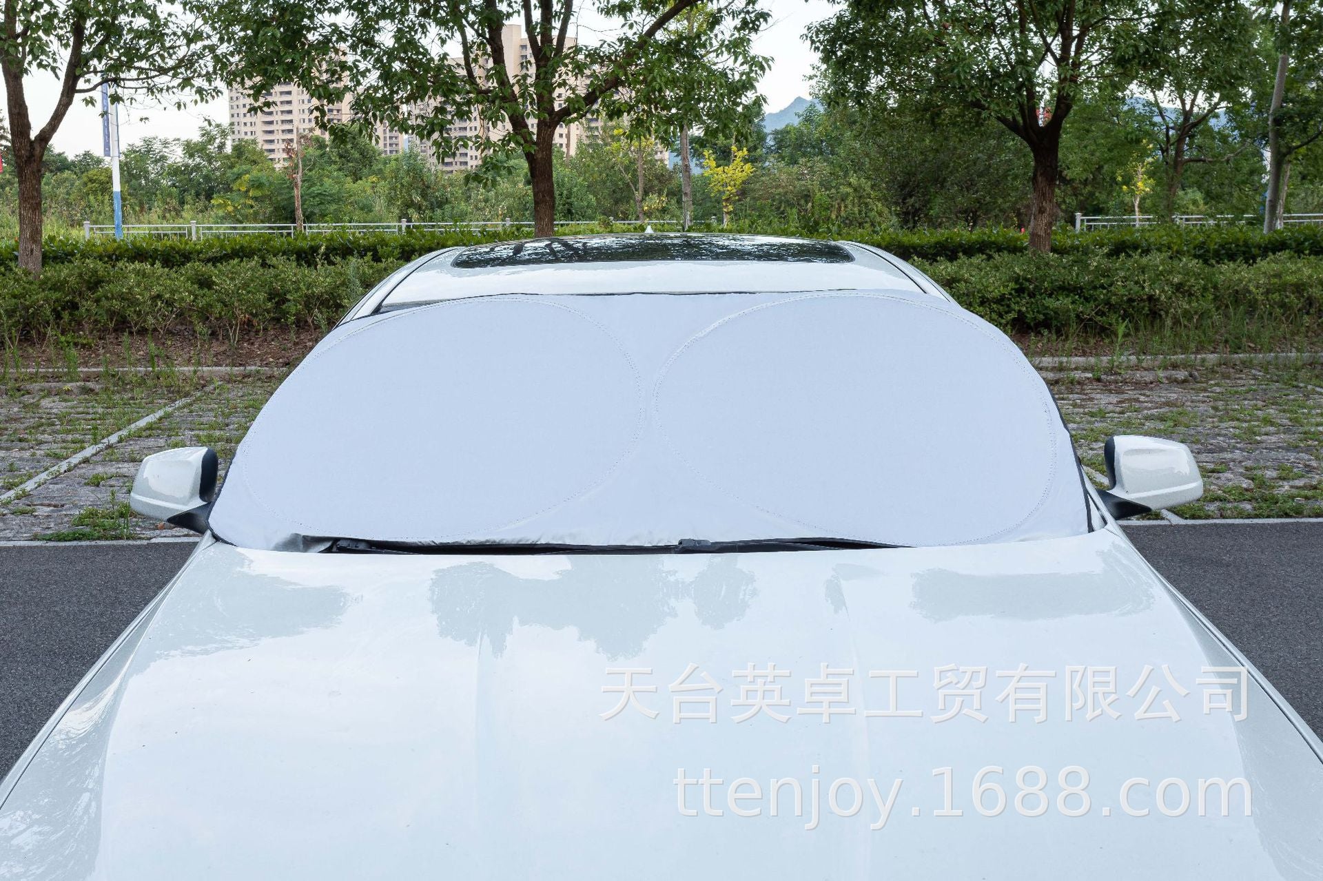 Car Double Circle Sunshade Sun Block Car Heat Insulation Silver Tape Snow Block Sun Protection Foldable