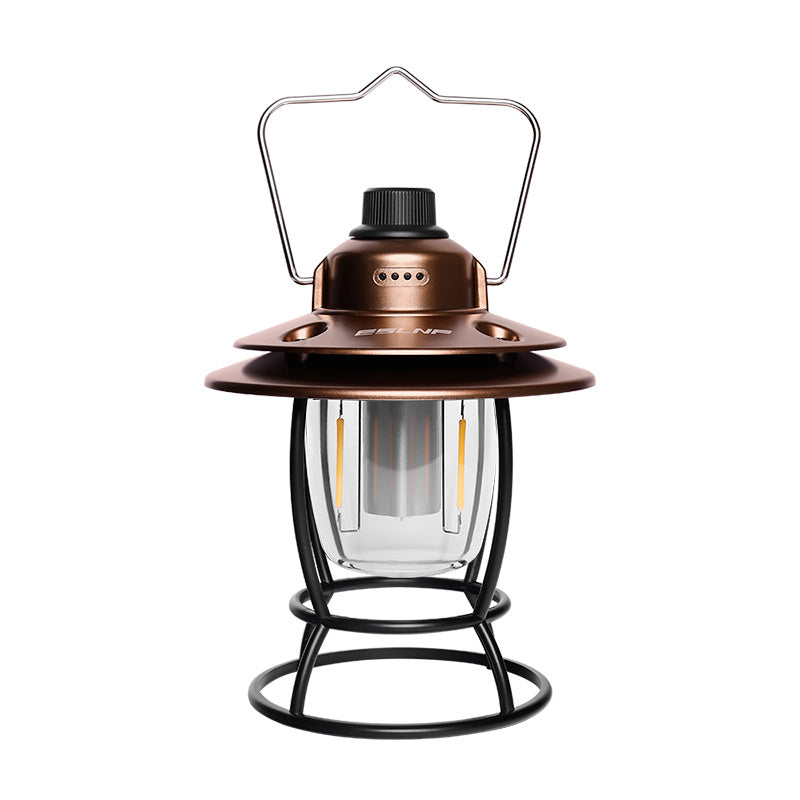 Camping Lantern Charging Retro Barn Lantern Outdoor Multifunctional Camping Lamp Tent Light Portable Lamp Electrodeless Dimming Ambience Light