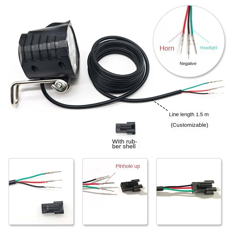 Super Bright Spotlight 12W Foldable Driving Front Light Waterproof High Brightness LED with Horn Warning Electric Motorcycle Spotlight