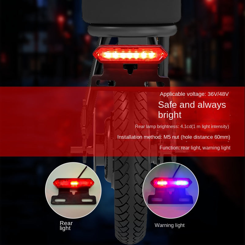 Night Running Red Blue Flashing Electric Bike Tail Light Waterproof Driving Assistance Battery Bicycle LED Brake Warning Tail Light