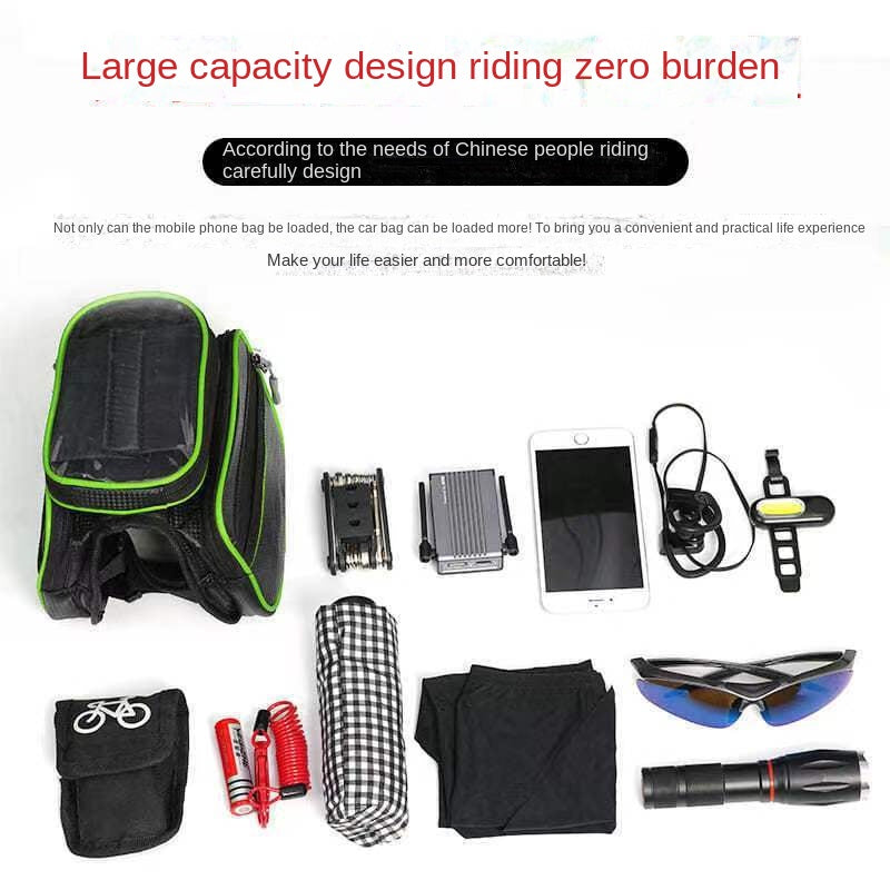 Bicycle Bag Touch Screen Bag Upper Tube Bag Waterproof Saddle Bag Mountain Bike Front Beam Bag Cycling Fixture and Fitting Storage Bag