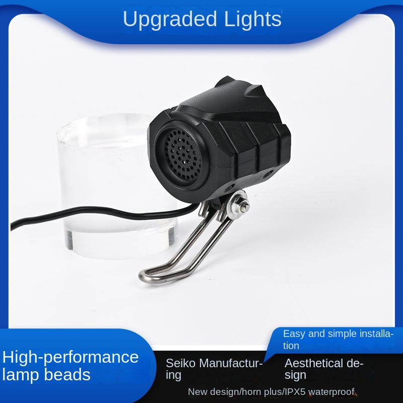 New Super Bright Electric Bicycle Driving Electric Scooter LED Headlight with Horn Front Light Wholesale