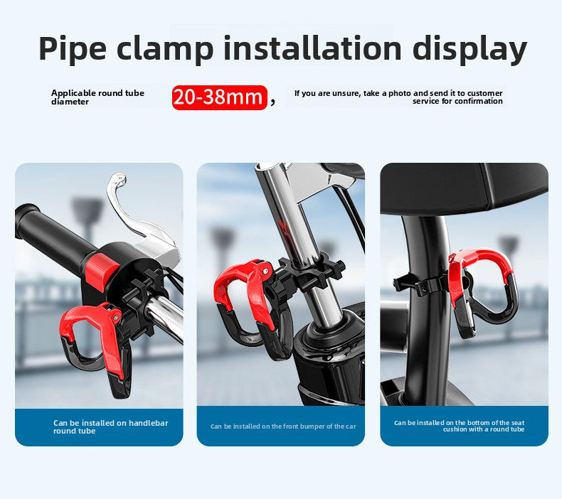 Electric Scooter Hook Front Universal Multi-Functional Modification Accessories No-Drill Battery Scooter Motorcycle Handlebar Hanging Hook