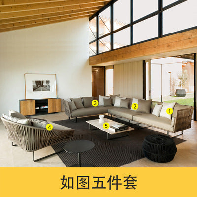 Outdoor Sofa Villa Courtyard Balcony Homestay Hotel Bar Coffee Restaurant Outdoor Waterproof Rattan Chair Set