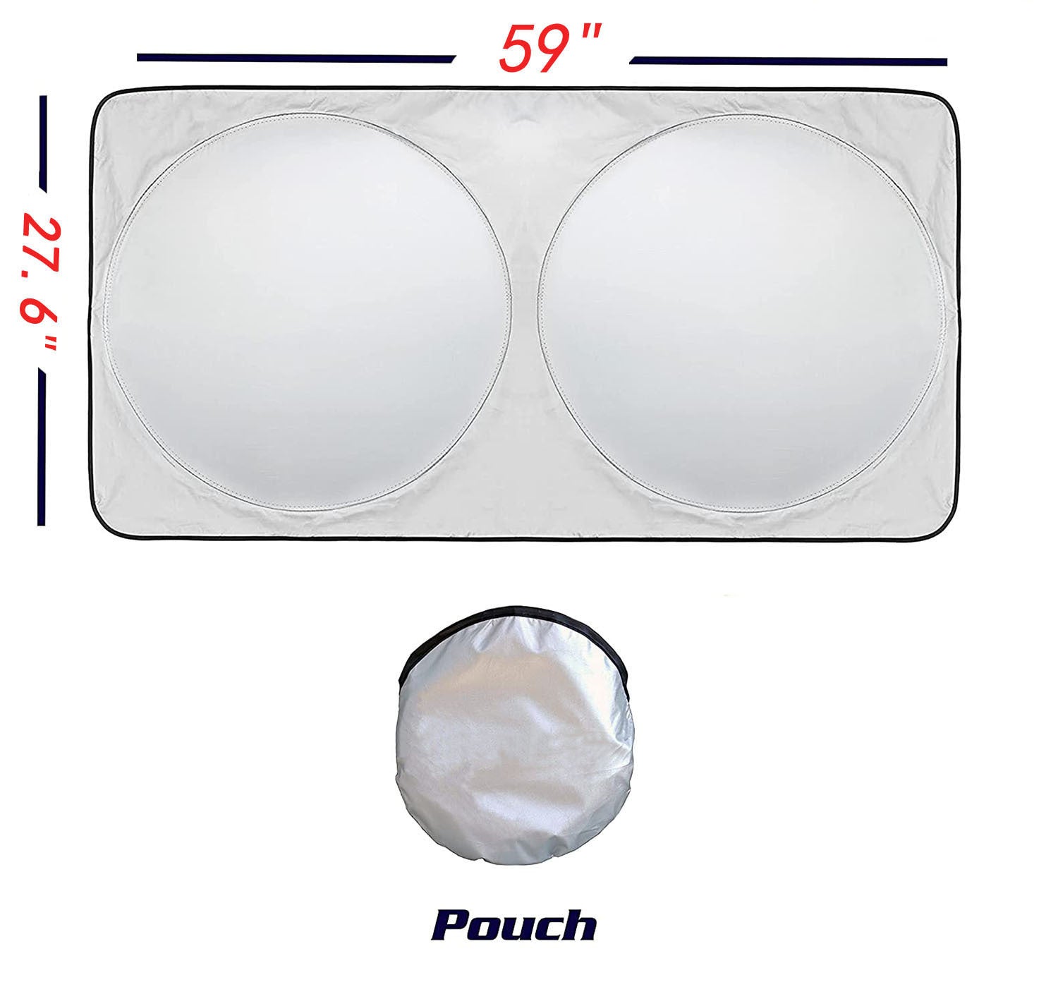 Car Double Circle Sunshade Sun Block Car Heat Insulation Silver Tape Snow Block Sun Protection Foldable