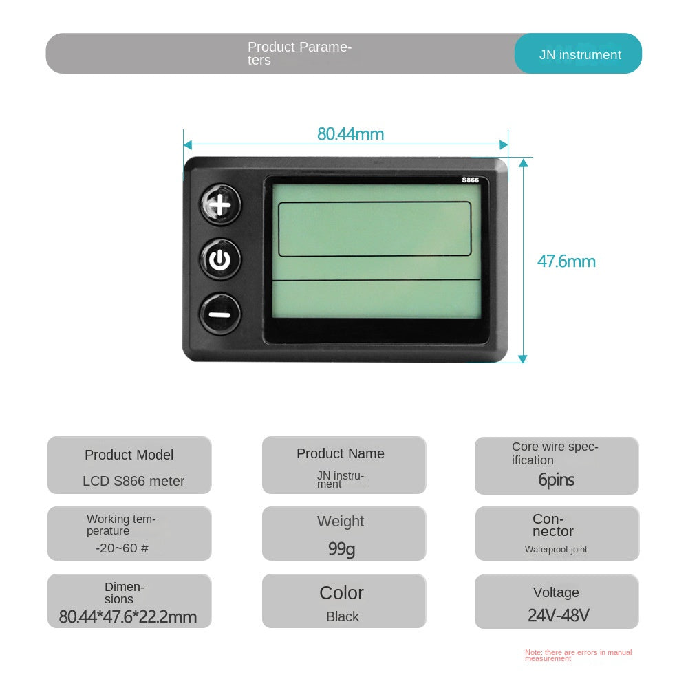 Mountain Bike Lithium Battery Modification Parts LCD-S866 Electric Scooter LCD Display/6-Core Waterproof Connector