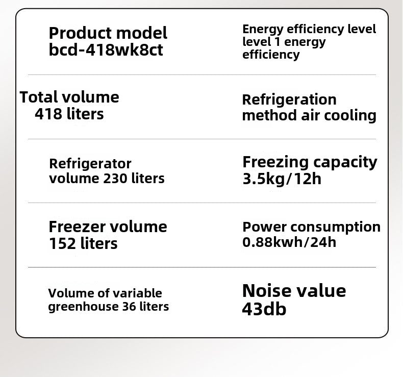 Frestec Refrigerator 418 Liters White Double-Door Ultra-Thin Mute Air Cooling Frostless Cross Household Electric Refrigerator Freezer