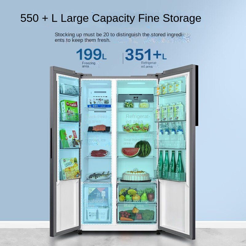 Midea Double-Door Refrigerator 554 Air Cooling Frostless Level 1 Dual Frequency Conversion Power Saving Large Capacity