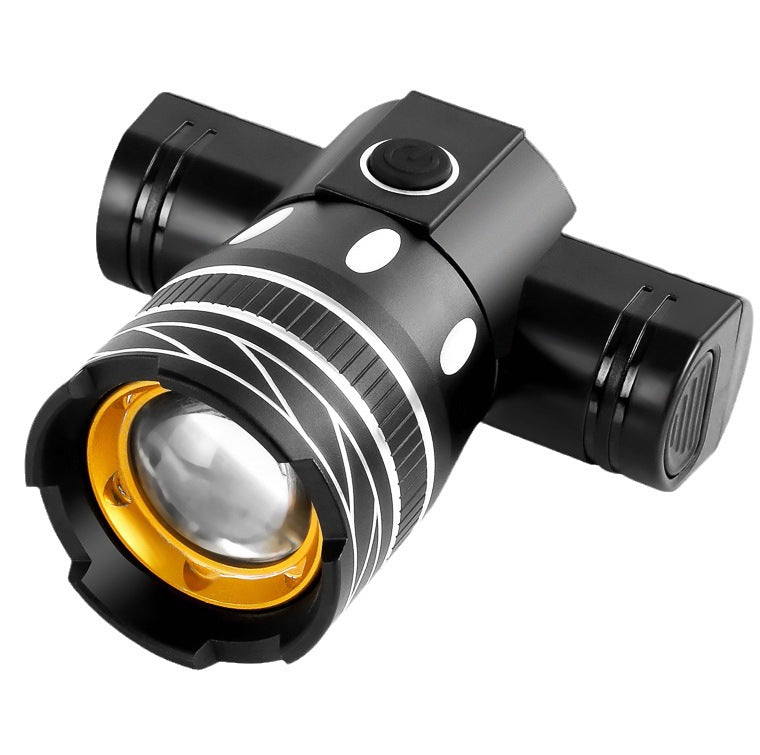 T6 Headlight Bicycle Light USB Rechargeable Headlight Night Warning Light Strong Light Flashlight Mountain Bike Cycling Fitting