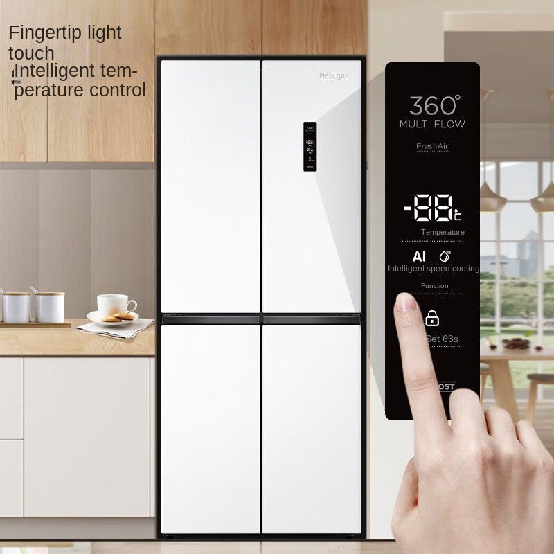 Frestec Refrigerator 418 Liters White Double-Door Ultra-Thin Mute Air Cooling Frostless Cross Household Electric Refrigerator Freezer