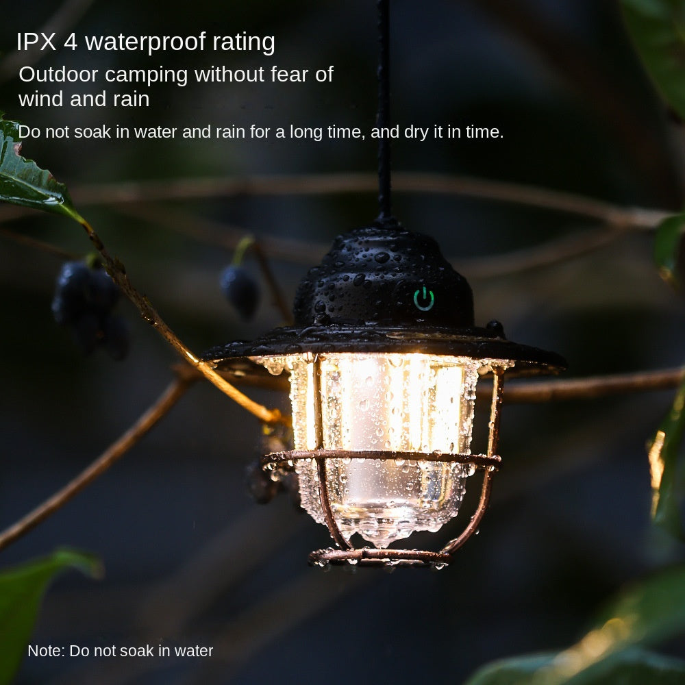 Customized Outdoor Lighting Camping Lamp USB Charging Retro Barn Lantern Campsite Lamp Ambience Light Tent LED Light for Camping
