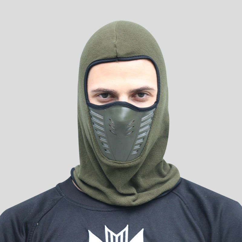 Winter Outdoor Riding Mask Cap Leather Mouth Thickened Fleece Hat Scarf Face Protection Warm Hat Head Cover Mask