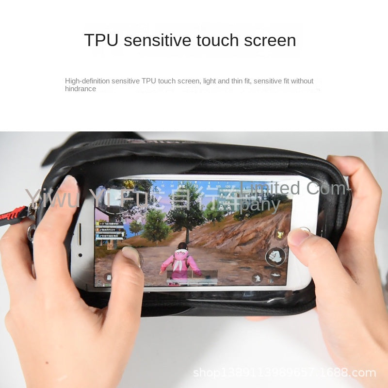 Bicycle Bag Mountain Bike Waterproof Touch Screen Phone Bag Pu with Baffle Handlebar Bag Mobile Phone Stand Bag